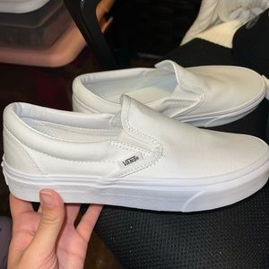 White Slip on Vans Womens 8.5